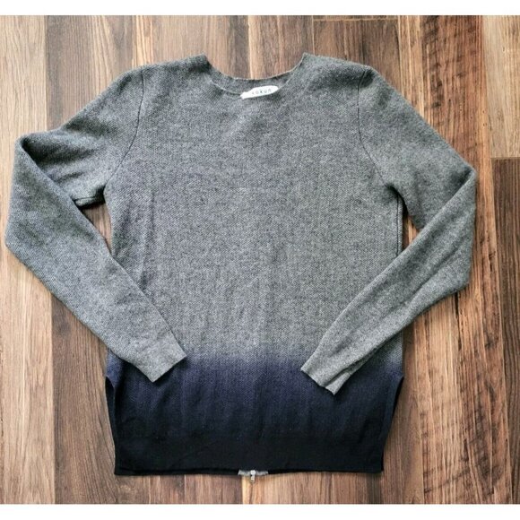 Kokun Gray Black Ombre 100% Cashmere Sweater Zipper Back Detail Sz S - Picture 1 of 6